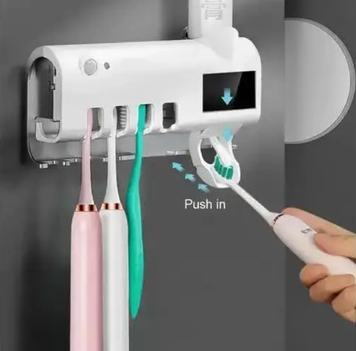 Настінний тримач диспенсер для зубної пасти та щіток Toothbrush sterilizer з ультрафіолетовою дезінфекцією 0258 фото