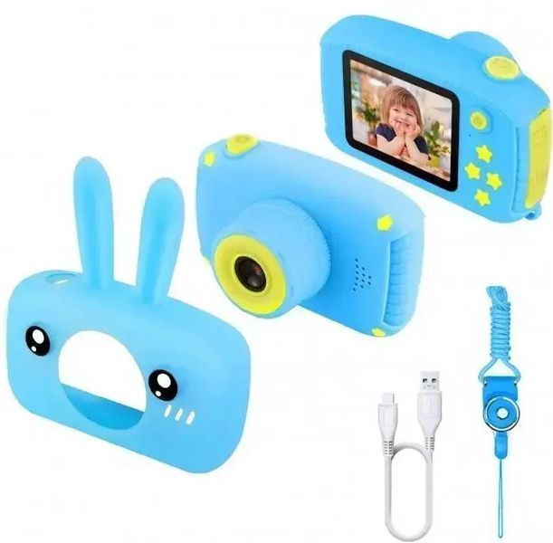Дитячий фотоапарат Bunny Зайчик Smart Kids Camera GM-30 24 Мп компактний з іграми блакитний корпус 0829 фото