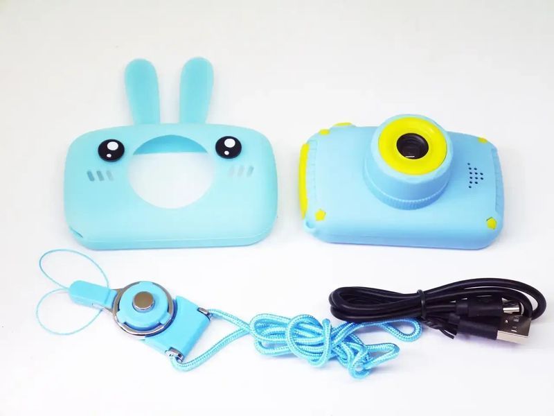 Дитячий фотоапарат Bunny Зайчик Smart Kids Camera GM-30 24 Мп компактний з іграми блакитний корпус 0829 фото