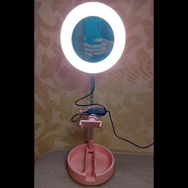 Дзеркало косметичне з LED підсвіткою G3 та органайзером тримачем для телефону 0932 фото