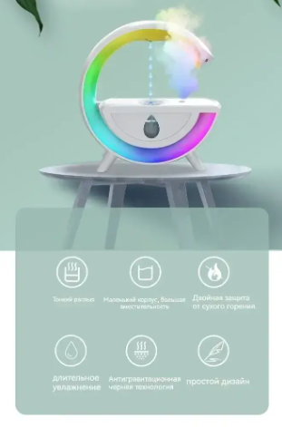 Антигравітаційний зволожувач повітря нічник G with water з LED підсвіткою та крапельним ефектом 0630 фото