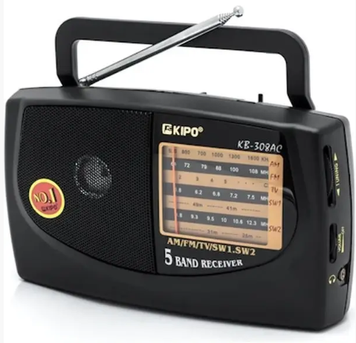 Радіо приймач "Kipo KB-308AC", 5 хвиль - FM/TV/AM/SW1-2 0146 фото