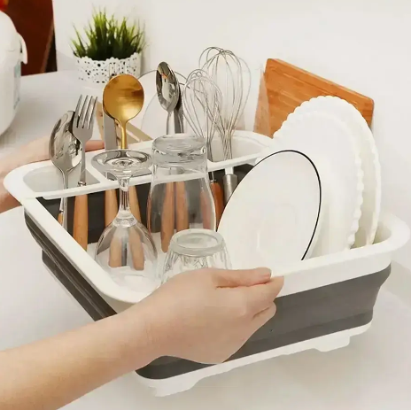 Складная силиконовая сушилка для посуды multi-functional folding Bowl tray 0543 фото