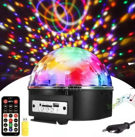 Дискошар проектор LED Crystal Magic Ball Light вращается под музыку 0563 фото