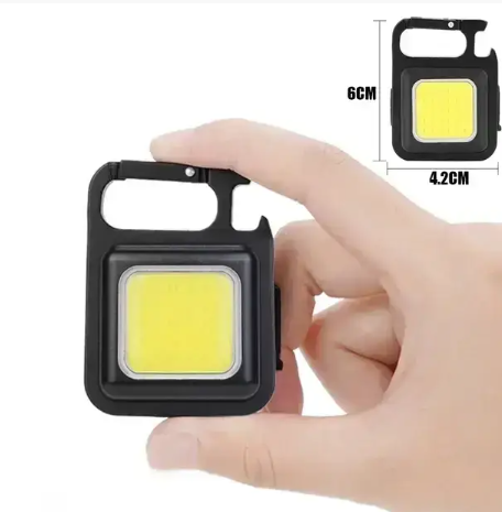 Аккумуляторный LED COB фонарик-брелок с карабином и магнитом 0450 фото