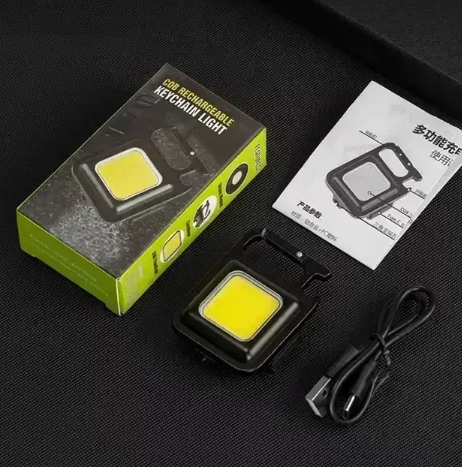 Аккумуляторный LED COB фонарик-брелок с карабином и магнитом 0450 фото