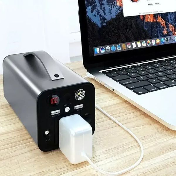 Зарядная станция Powerbank 200Вт емкостью 50000 мА&middot;ч портативная прочная с солнечной панелью экологичная мощная 0833 фото