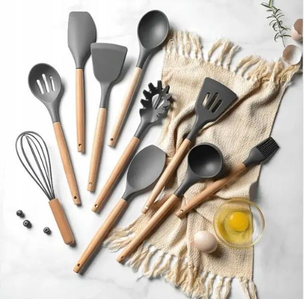 Комплект кухонний силіконовий 12 предметів Kitchen Stuff сірий універсальний 0884 фото