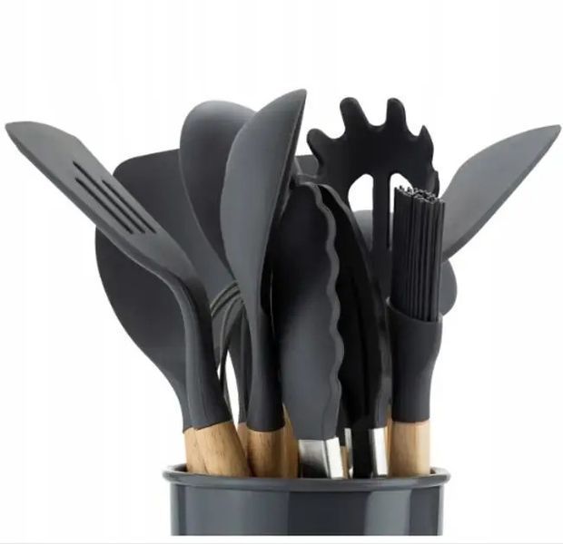 Комплект кухонний силіконовий 12 предметів Kitchen Stuff сірий універсальний 0884 фото