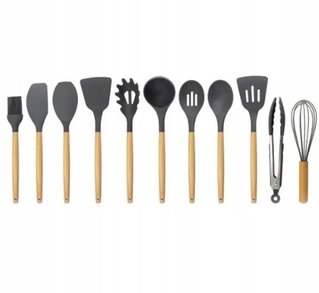 Комплект кухонний силіконовий 12 предметів Kitchen Stuff сірий універсальний 0884 фото
