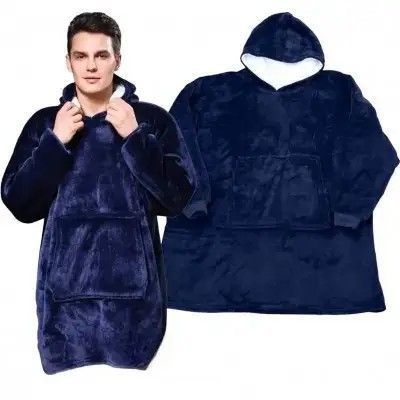 Толстовка-плед Huggle Hoodie чорного кольору універсального розміру з капюшоном м'яка тепла комфортна 0834 фото
