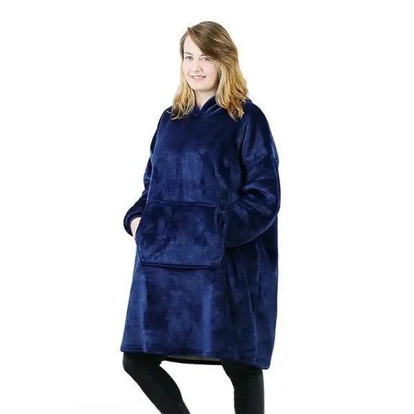 Толстовка-плед Huggle Hoodie чорного кольору універсального розміру з капюшоном м'яка тепла комфортна 0834 фото