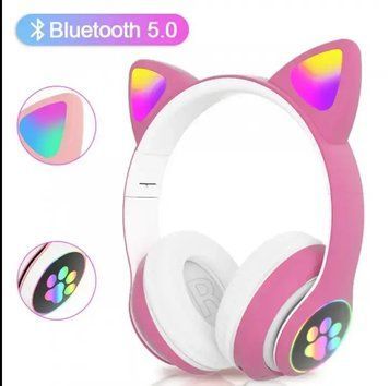 Навушники з котячими вушками Bluetooth STN-28 бездротові з LED підсвічуванням Cat Ear STN-28 0886 фото