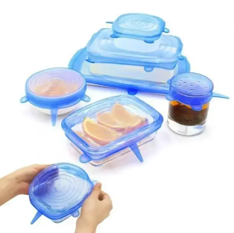 Набір силіконових кришок для посуду 6 шт Super Stretch Silicone Lids різних розмірів 0453 фото