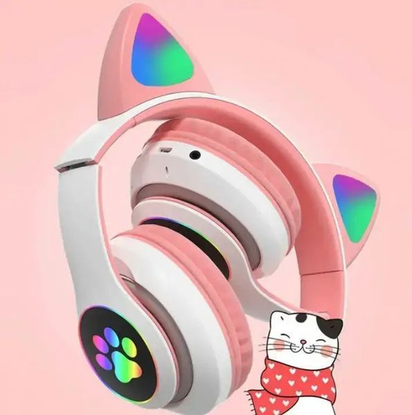 Навушники з котячими вушками Bluetooth STN-28 бездротові з LED підсвічуванням Cat Ear STN-28 0886 фото