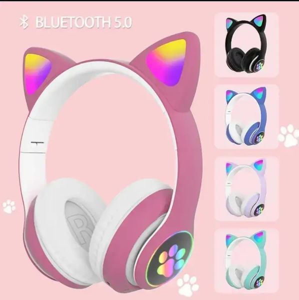 Навушники з котячими вушками Bluetooth STN-28 бездротові з LED підсвічуванням Cat Ear STN-28 0886 фото