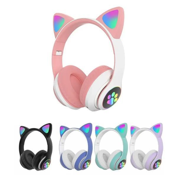 Навушники з котячими вушками Bluetooth STN-28 бездротові з LED підсвічуванням Cat Ear STN-28 0886 фото