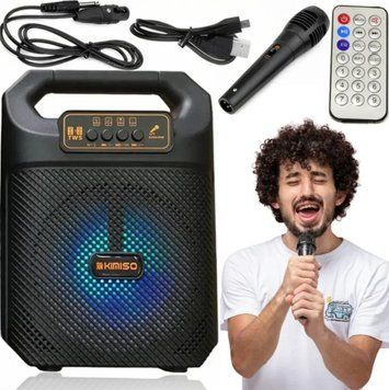 Акустична колонка з мікрофоном і світломузикою портативна Kimiso QS-3607 20 Вт 6.5" 0938 фото