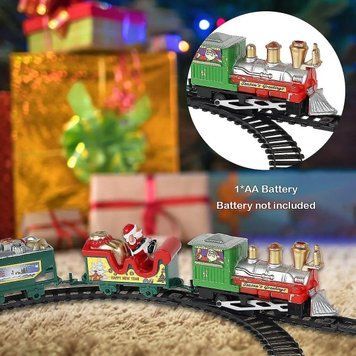 Різдвяний потяг Christmas classic train із рейками світловими ефектами музикою локомотивом вагонами прикрасами 0836 фото