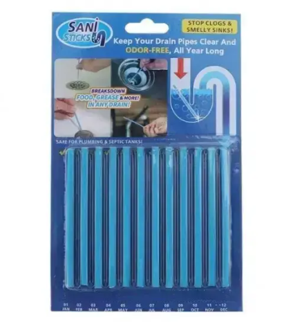 Палички від засмічення раковини та ванни Sani Sticks 12 шт, для прочищеня труб 0455 фото