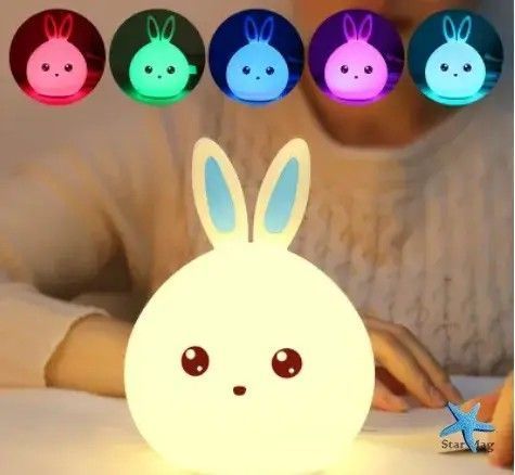 Мягкий силиконовый ночник Rabbit Soft Touch Зайчик с аккумулятором и плавной подсветкой 0887 фото