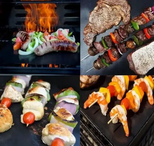 Портативный гриль-мат BBQ grill sheet с антипригарным покрытием 33 х 40 см 0635 фото