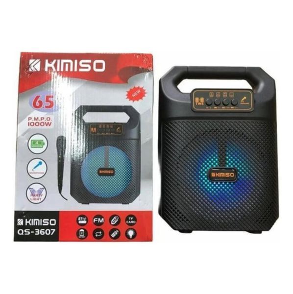 Акустична колонка з мікрофоном і світломузикою портативна Kimiso QS-3607 20 Вт 6.5" 0938 фото