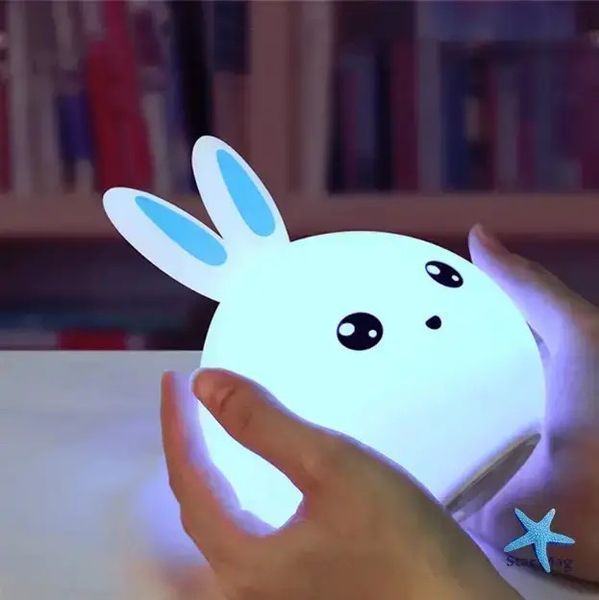 Мягкий силиконовый ночник Rabbit Soft Touch Зайчик с аккумулятором и плавной подсветкой 0887 фото