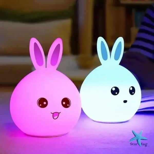 Мягкий силиконовый ночник Rabbit Soft Touch Зайчик с аккумулятором и плавной подсветкой 0887 фото