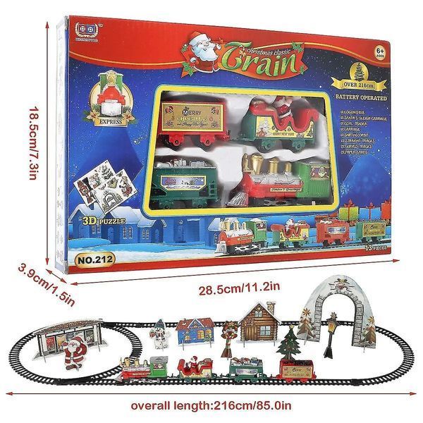 Праздничный поезд Christmas classic train с рельсами световыми эффектами музыкой локомотивом вагонами украшениями 0836 фото