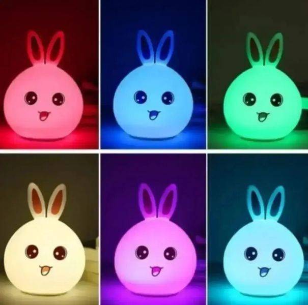 Мягкий силиконовый ночник Rabbit Soft Touch Зайчик с аккумулятором и плавной подсветкой 0887 фото
