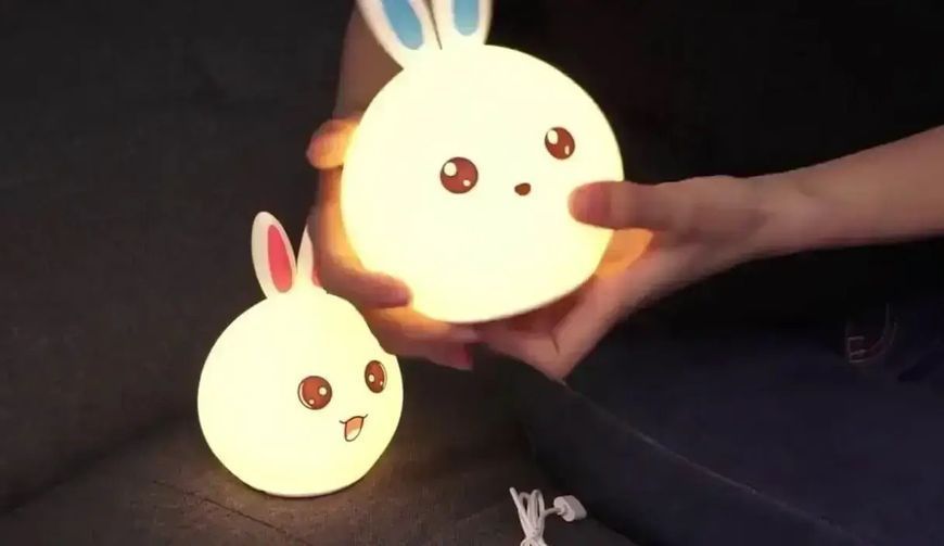 Мягкий силиконовый ночник Rabbit Soft Touch Зайчик с аккумулятором и плавной подсветкой 0887 фото