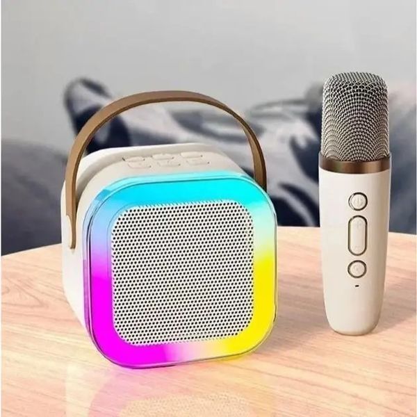 Детский караоке-набор с Bluetooth колонкой, RGB подсветкой и двумя микрофонами 0889 фото