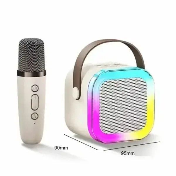 Детский караоке-набор с Bluetooth колонкой, RGB подсветкой и двумя микрофонами 0889 фото