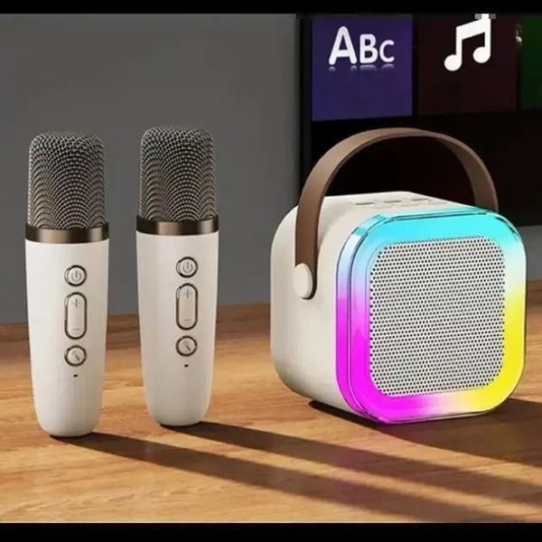 Детский караоке-набор с Bluetooth колонкой, RGB подсветкой и двумя микрофонами 0889 фото