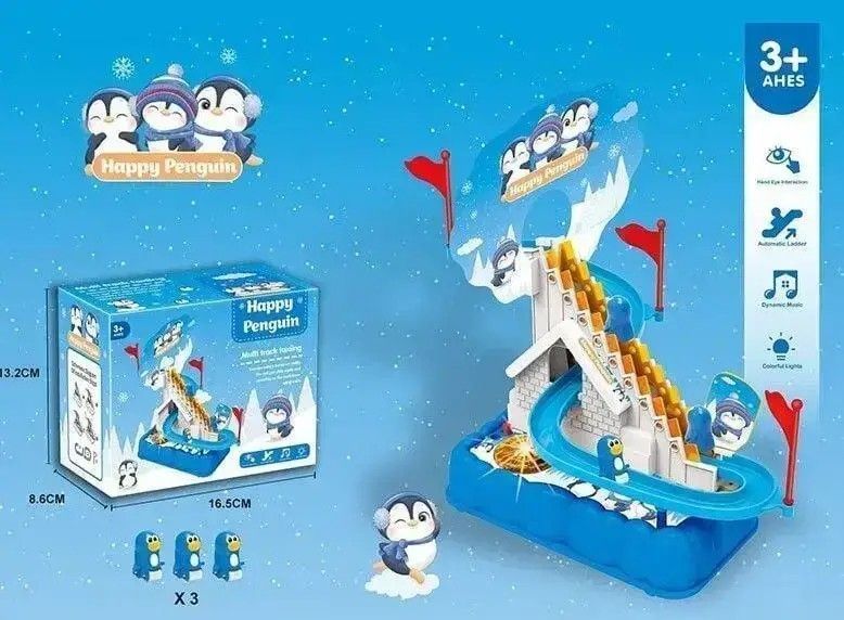 Музичний трек Happy Penguin 3011 із пінгвінами гіркою автоматичним підйомником компактний захоплюючий веселий 0837 фото