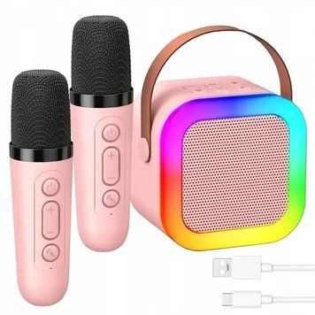 Портативна колонка Bluetooth 5.1 із RGB підсвіткою та бездротовими мікрофонами 0890 фото