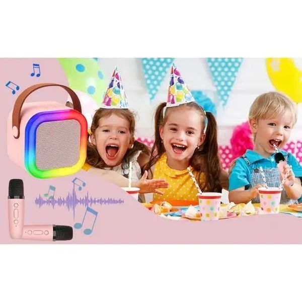 Портативная колонка Bluetooth 5.1 с RGB подсветкой и беспроводными микрофонами 0890 фото