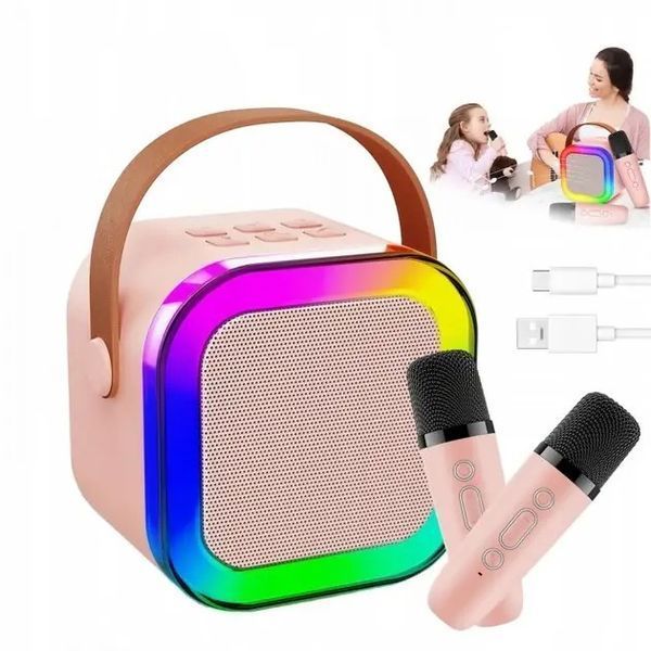 Портативная колонка Bluetooth 5.1 с RGB подсветкой и беспроводными микрофонами 0890 фото