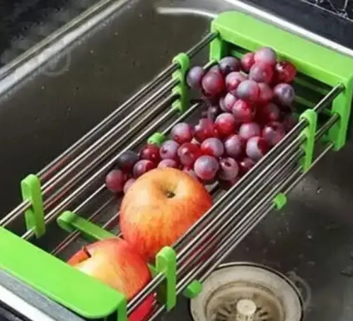 Складна багатофункціональна кухонна полиця Kitchen Drain Shelf Rack, сушарка для посуду та овочів на раковину 0073 фото