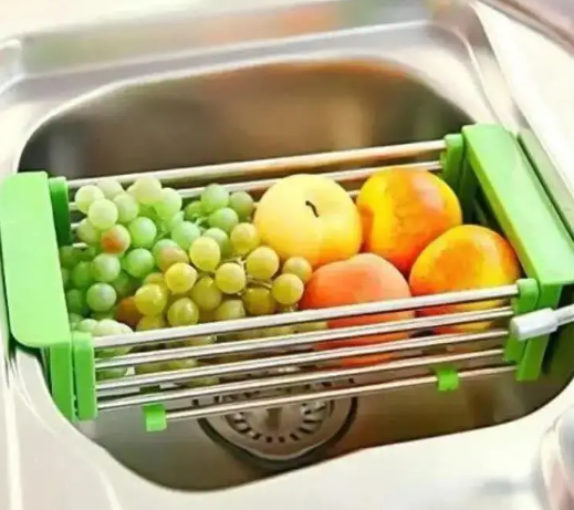 Складна багатофункціональна кухонна полиця Kitchen Drain Shelf Rack, сушарка для посуду та овочів на раковину 0073 фото