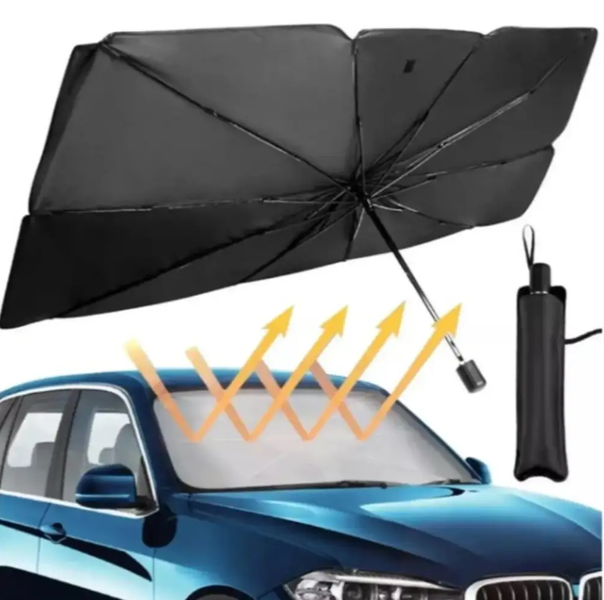 Автомобільна сонцезахисна штора DL-484 | Зонт на лобове скло 75&times;130 см з УФ-захистом + чохол 0746 фото
