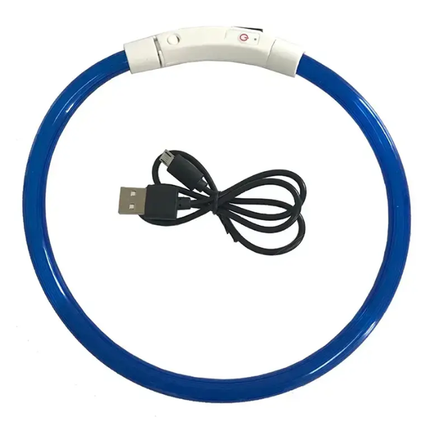 Нашийник для собак з LED підсвічуванням, водостійкий, з USB зарядкою, Синій 0463 фото