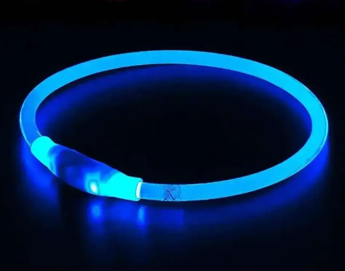 Нашийник для собак з LED підсвічуванням, водостійкий, з USB зарядкою, Синій 0463 фото