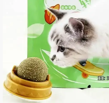 Льодяник з м'ятою для кішок, котяча м'ята, кулька з котячою м'ятою на липучці, ласощі для кішок 0465 фото