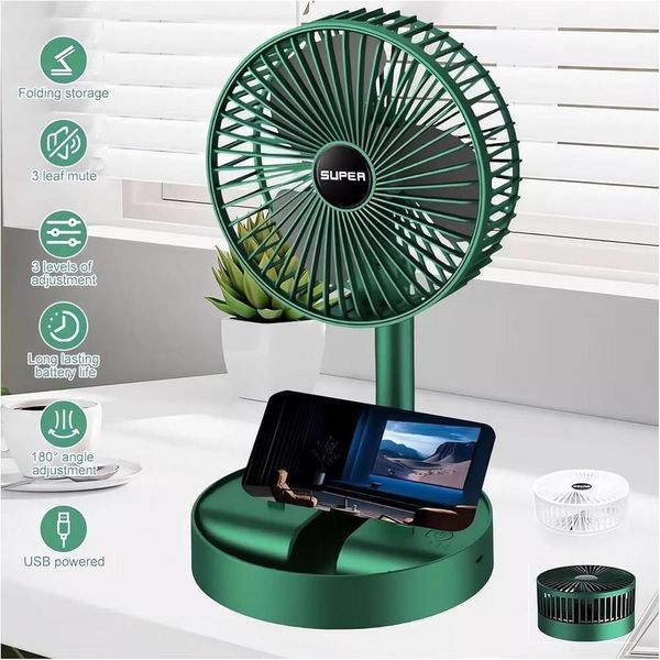 Складаний вентилятор з регулюванням висоти USB Telescopic Folding Fan зелений 0944 фото