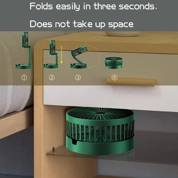 Складаний вентилятор з регулюванням висоти USB Telescopic Folding Fan зелений 0944 фото