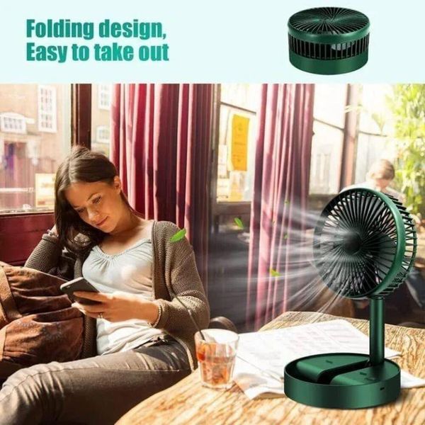 Складаний вентилятор з регулюванням висоти USB Telescopic Folding Fan зелений 0944 фото