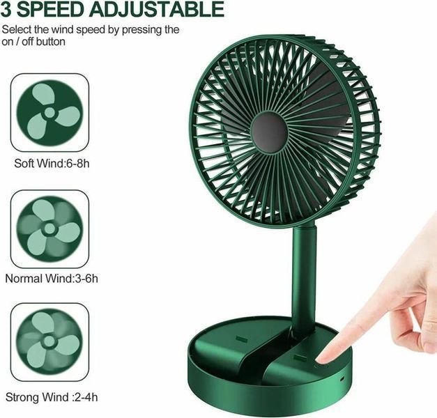 Складаний вентилятор з регулюванням висоти USB Telescopic Folding Fan зелений 0944 фото