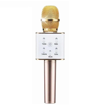 Портативний бездротовий караоке Мікрофон Q-7 Wireless GOLD із вбудованою колонкою, Золотистий 0187 фото